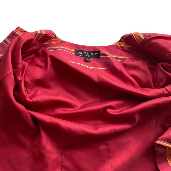 Kasper & Company ASL Women 8P Silk Jacket Career Red Striped Lined NEW Deadstock - Picture 6 of 10